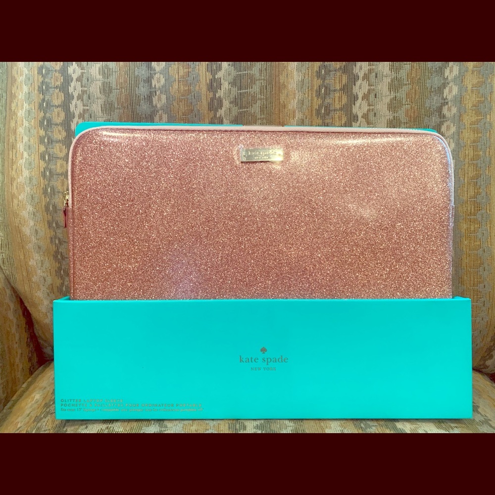 Kate Spade Rose gold glitter laptop sleeve